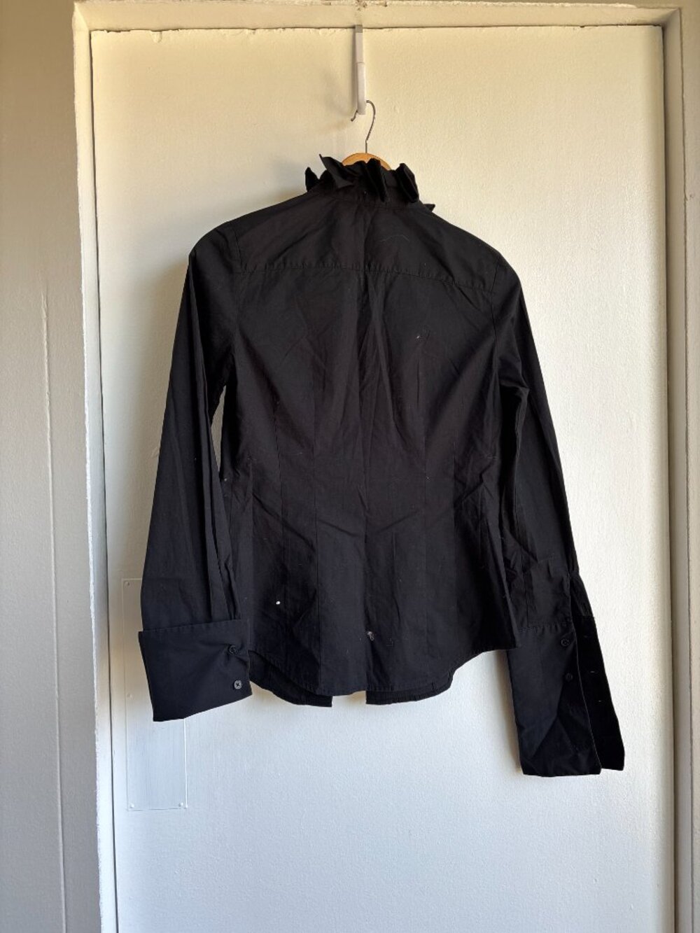 Express Design Studio Black Ruffle Front Button Blouse Size XS - Picture 3 of 3